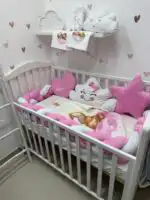 Set posteljine za krevetac Nasmejani oblačak – pink - Slika 2