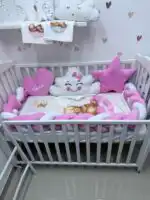 Set posteljine za krevetac Nasmejani oblačak – pink - Slika 4