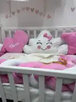 Set posteljine za krevetac Nasmejani oblačak – pink - Slika 3