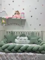 Set posteljine za krevetac Nasmejani oblačak – žalfija zelena