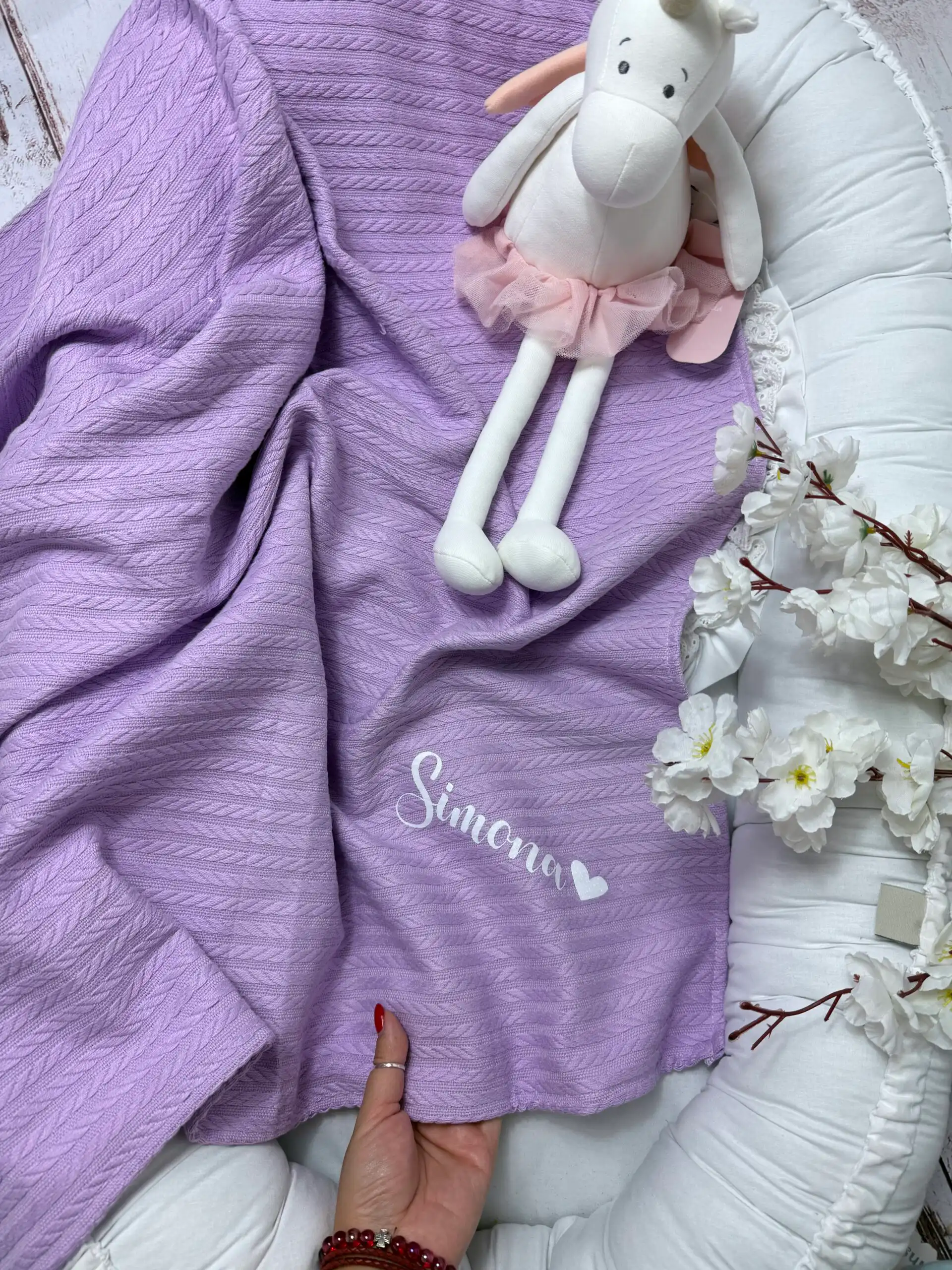 IMG_4564 Prekrivač od jednoslojne pletenine - lila - Slika 1