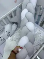 Set posteljine za krevetac Nasmejani oblačak –svetlo sivo/bela - Slika 8