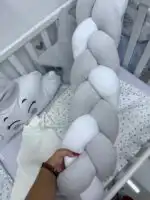 Set posteljine za krevetac Nasmejani oblačak –svetlo sivo/bela - Slika 7