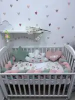 Set posteljine za krevetac Nasmejani oblačak – žalfija/puder roze - Slika 2
