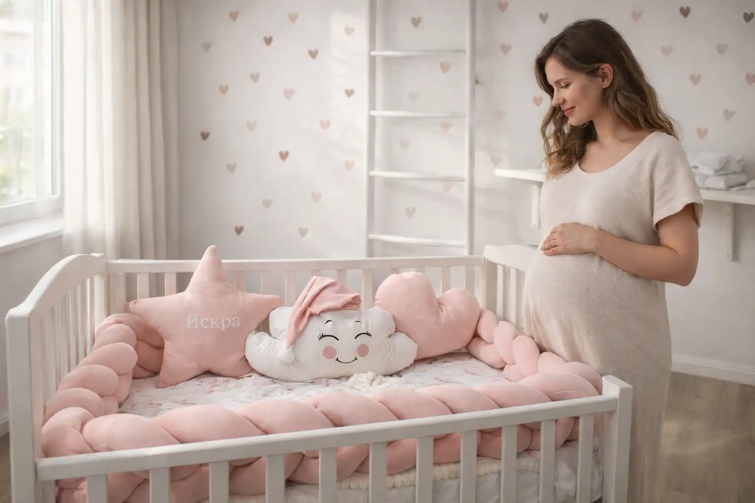 31D350AF-E6ED-40F3-BD4D-AA8AF3FDB73B Set posteljine za krevetac Nasmejani oblačak – Svetlo puder roze FLK - Slika 1