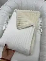 Pletenina/ polar topli prekrivač - Beli - Slika 4