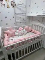 Set posteljine za krevetac Nasmejani oblačak – Svetlo puder roze FLK - Slika 4