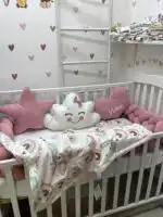 Set posteljine za krevetac Nasmejani oblačak – puder roze - FLK - Slika 3