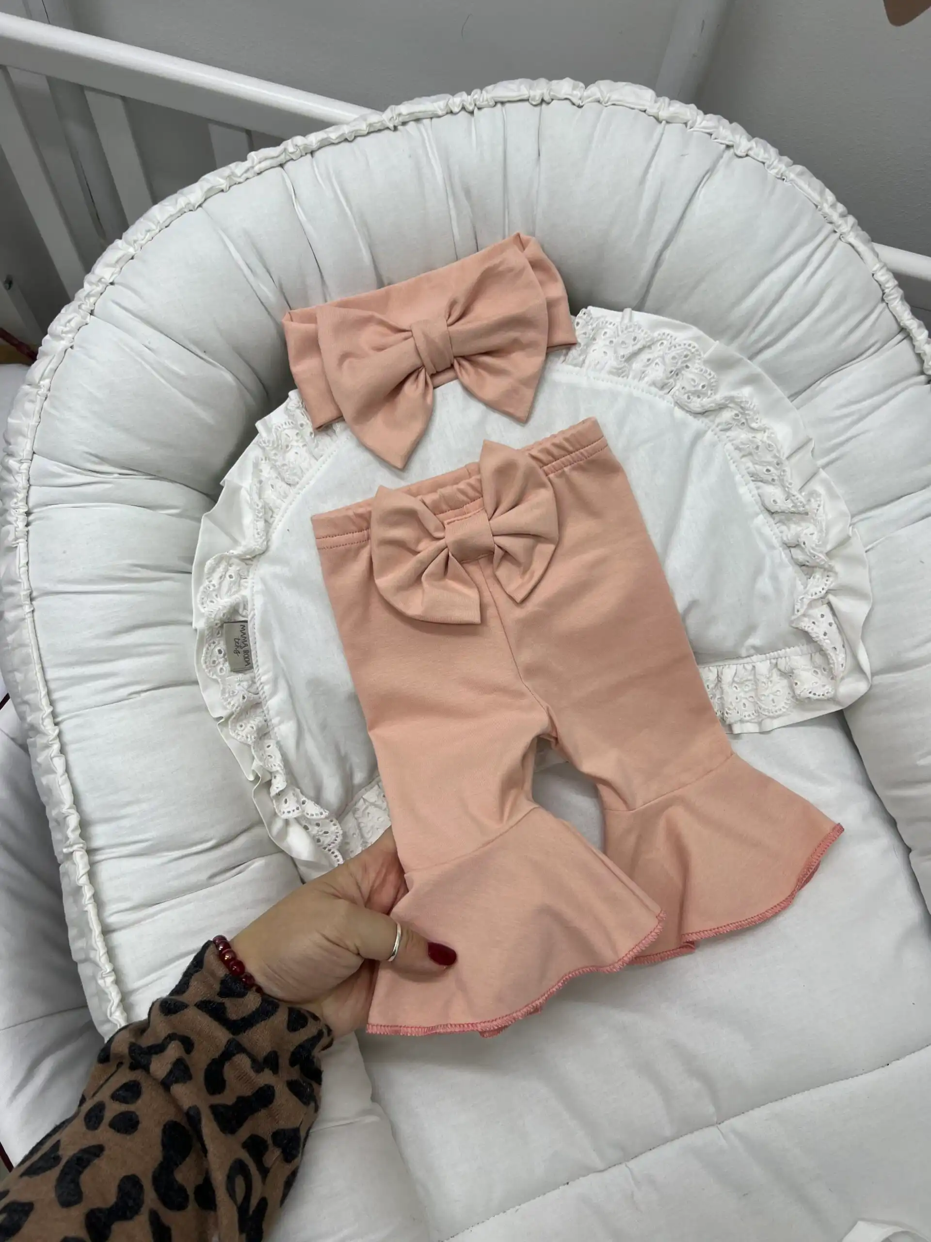 IMG_8196 Pamučne zvonarice sa mašnom – puder roze - Slika 1