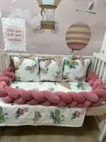 Set posteljine za krevetac - Koala/ tamno puder roze pliš - Slika 2