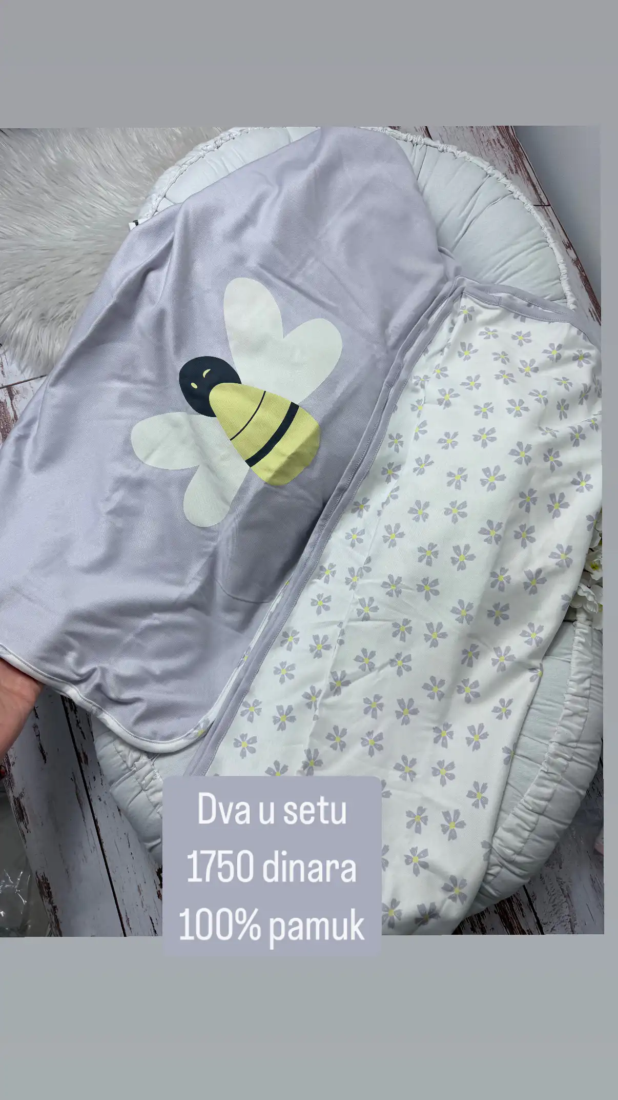 597E6052-1DD1-4029-965D-B520A8C19F69 Just kiddin -prekrivač 2 u 1 - lila cveće - Slika 1