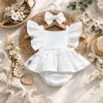 Romper od muslina - beli - Slika 2