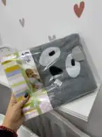 Set peškir sa kapuljačom + portikla - sivi kuca - Slika 2