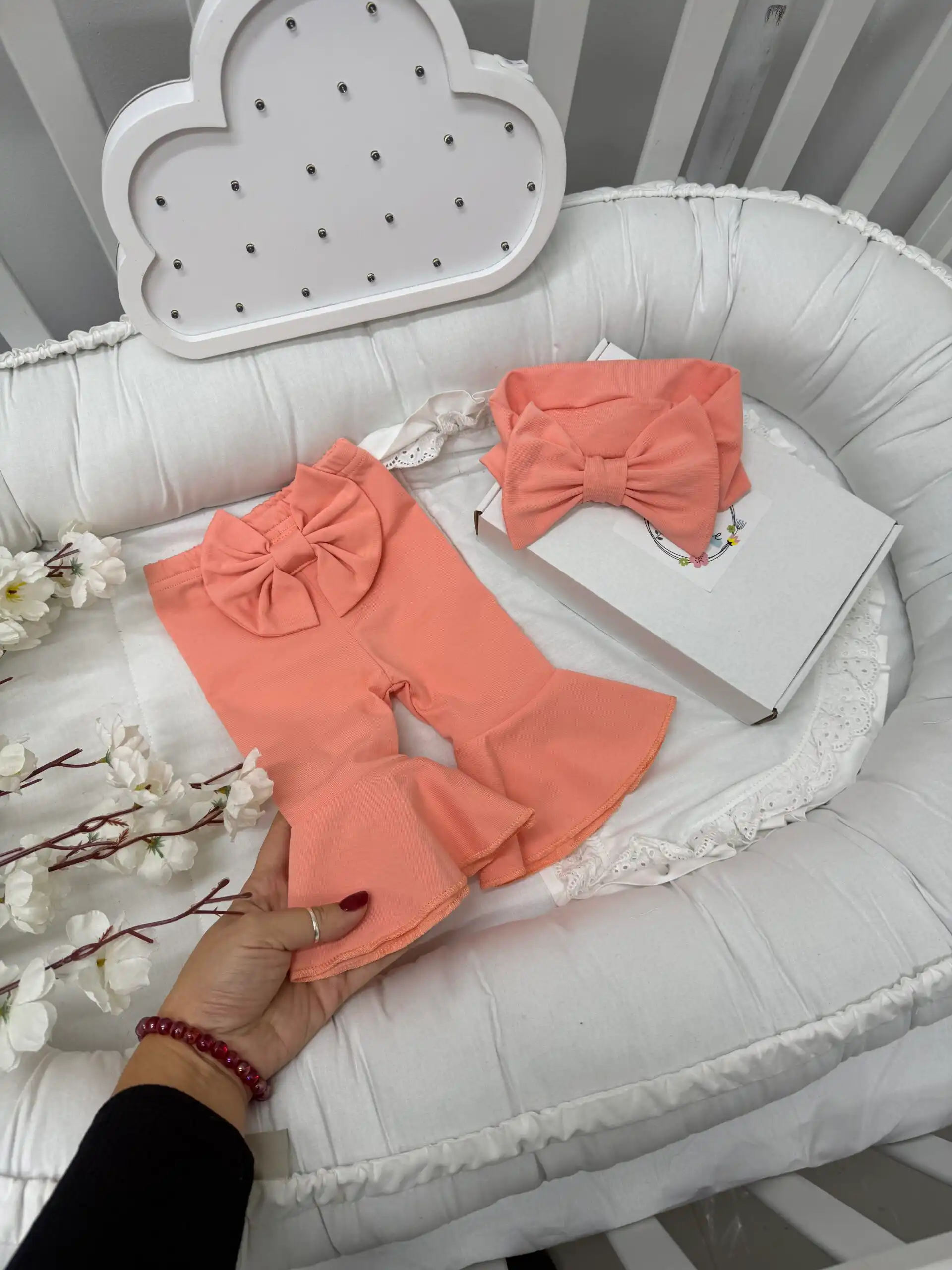 IMG_8500 Pamučne zvonarice sa mašnom – svetlo koral - Slika 1