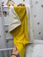 Pletenina/ polar topli prekrivač – Oker - Slika 3