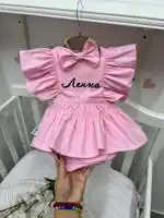 Romper pamučni - roze personalozovani