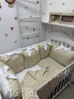 Set posteljine za krevetac - Braon cvetići na bež pozadini - Slika 3