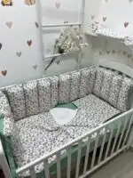 Set posteljine za krevetac - Cvetići i leptirici / zalfija - Slika 2