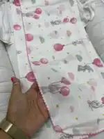 Muslin prekrivač - zeka sa roze balonima - Slika 2