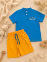 Komplet za dečake sa ruskom kragnom " Pollito Orange/ blue" 2/1