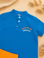 Komplet za dečake sa ruskom kragnom " Pollito Orange/ blue" 2/1 - Slika 2