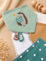Set od 3 pamučne portiklice za bebe - Jungle baby / Ježić žalfija - Slika 2