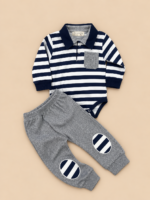 Set za bebe 2/1 na prugice - teget