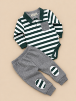 Set za bebe 2/1 na prugice - zeleni