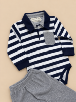 Set za bebe 2/1 na prugice - teget - Slika 2