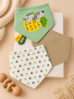 Set od 3 pamučne portiklice za bebe - Jungle baby / Siva kuca