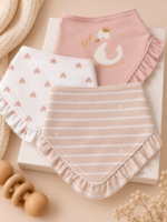 Set od 3 pamučne portiklice za bebe - Jungle baby / Puder labud