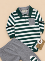 Set za bebe 2/1 na prugice - zeleni - Slika 2