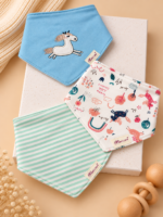 Set od 3 pamučne portiklice za bebe - Jungle baby /Jednorog plavi - Slika 2
