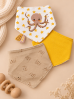 Set od 3 pamučne portiklice za bebe - Jungle baby / Hobotnica
