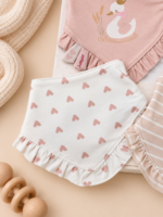 Set od 3 pamučne portiklice za bebe - Jungle baby / Puder labud - Slika 2