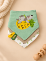 Set od 3 pamučne portiklice za bebe - Jungle baby / Siva kuca - Slika 5