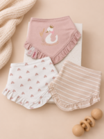 Set od 3 pamučne portiklice za bebe - Jungle baby / Puder labud - Slika 3