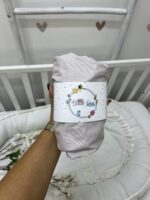 Dušečni čarsaf za krevetac sa lastišem-  svetlo sivi