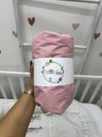 Dušečni čarsaf za krevetac sa lastišem-  puder roze