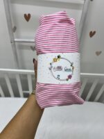 Dušečni čarsaf za krevetac sa lastišem - roze prugica - Slika 2