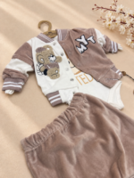Trodelni plišani komplet za bebe - bež meda - Slika 2