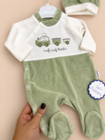 Štrampla za bebe od bebi pliša - žalfija auto - Slika 2