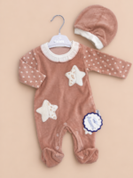 Štrampla za bebe od bebi pliša - puder roze zvezdica