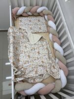 Set posteljine za krevetac - Jednostavko puder/bež/bela - Slika 2