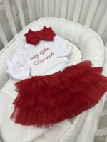 Set za bebe Moj prvi Božić - tršavica - crvena